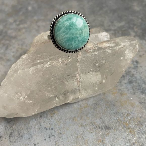 Amazonite Sterling Plated Ring 10.5 - Picture 8 of 8